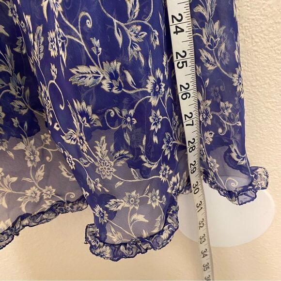Victoria’s Secret vintage Blue floral sheer baby doll y2k Slip dress lingerie M - Picture 7 of 8